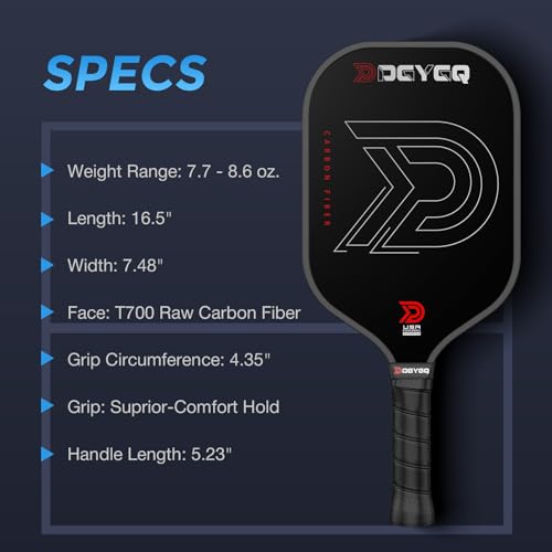 DGYGQ Pickleball Paddles - Professional Carbon Fiber Paddle with Honeycomb Core Pickleball Rackets - Lightweight Precision & Enhanced Shock Absorption for High Spin