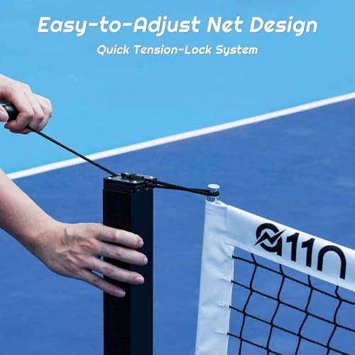 A11N SPORTS Aluminum Tournament Pickleball Net with Tension Lock System & Built-in Wheels - Conform with IFP Regulations
