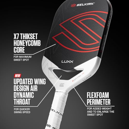 Selkirk Sport LUXX Control Pickleball Paddle | Carbon Fiber Paddles with Polypropylene X7 Core | Designed for Unmatched Control and Added Power | Epic Black