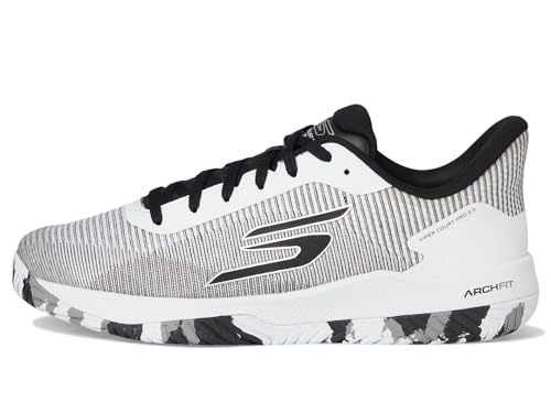 Skechers Men's Pickleball Viper Court Pro 2.0 Sneaker, White/Black, 10.5 X-Wide