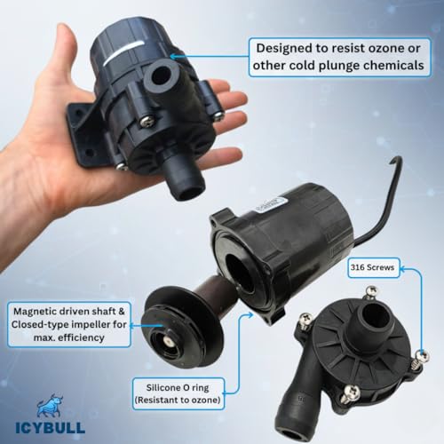 ICYBULL 720GPH Water Pump for Cold Plunge, Quiet In-Line Pump for Chiller System with Speed Controller, Boost Cool and River Mode, 3/4-Inch Barbed Connections. 100% Magnetic Drive.