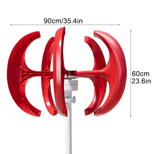 hatleues 1000W Wind Turbines Generator, 12V/24V 5-Blade Wind Turbines Generator Kit, Electromagnetic Electricity Producer Wind Power Generator,2 m/s Start Wind Speed for Farm, RV, Home Red