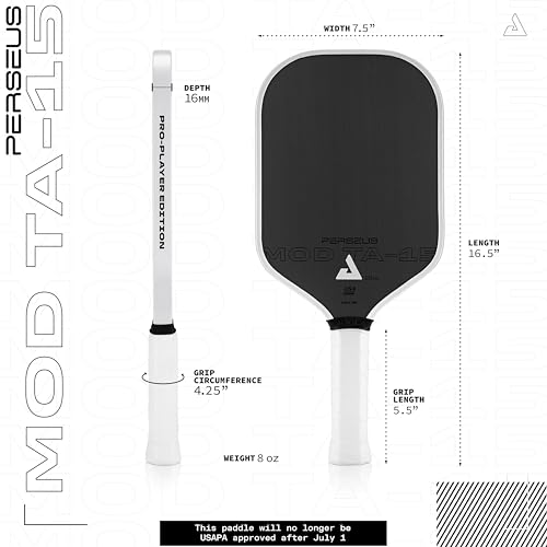 JOOLA Perseus MOD TA 15 Pro Player Edition Pickleball Paddle - Gen 3 Propulsion Honeycomb Core & Charged Carbon Surface Technology - Carbon Fiber Pickleball Paddle - More Power & Spin