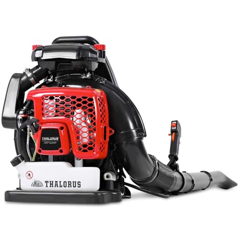 Thalorus 63CC Gas Backpack Leaf Blower, 2-Stroke, 665 CFM, 205 MPH, Variable Speed & Cruise Control, Ergonomic Harness, Reduced Emissions, for Fast Yard Cleanup (TR695 Pro)