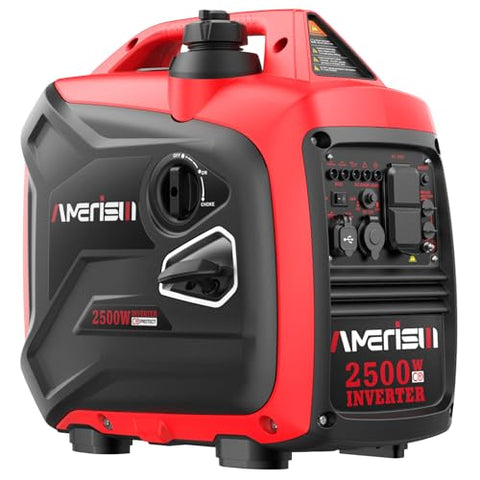 AMERISUN 2500-Watt Gas Powered Portable Inverter Generator, CO Sensor, Super Quiet for Home Backup, Emergency, Camping, EPA Compliant 2025 Version