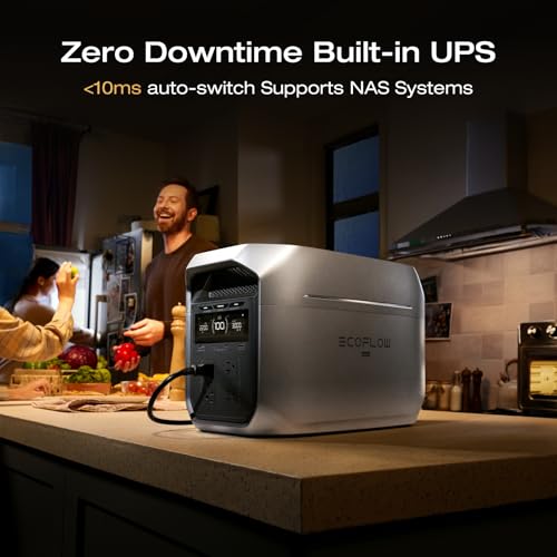 EF ECOFLOW Portable Power Station DELTA 3 Max Plus, 2048Wh LiFePO4 Battery, Solar Generator (Solar Panel Optional), 3000W Max Output, Fast 0–80% Recharge in 64mins, Reliable Home Backup & RV Camping