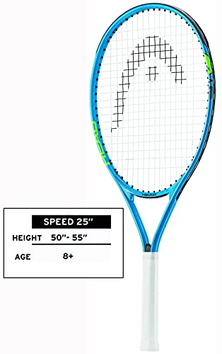 HEAD Speed Junior Pre-Strung Tennis Racquet, Lightweight Youth Tennis Racket for Kids & Beginners, Durable Aluminum Frame, Age 8-10, 25 inch, Blue