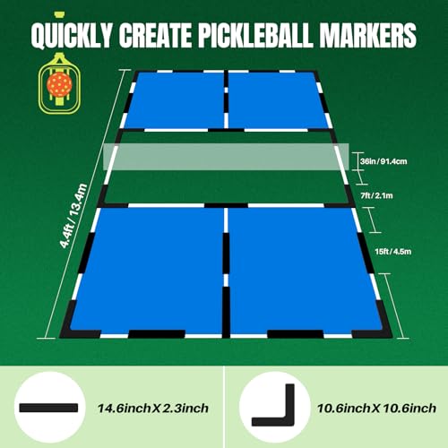 Hikeen Court Lines Marker Kit Black Anti-Slip and Wind-Resistant Throw Down Markers 28pcs,Pickleball Net Court for Outdoor Indoor Court