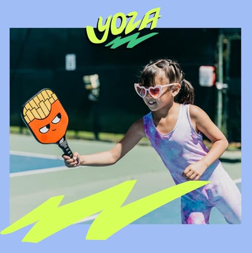 Kids Pickleball Paddle Set of 2 - Burger & French Fries Pickleball Paddles with 2 Balls, Lightweight, Fiberglass, Better Control, Beginner Racket, Perfect Pickleball Gift for Children Ages 4-12, Yoza