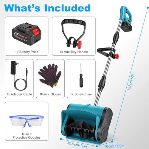 800W Electric Snow Shovel Cordless, Lightweight Foldable Snow Remover with Safety Lock, Ideal for Decks Walkway Stairs Winter Cleaning