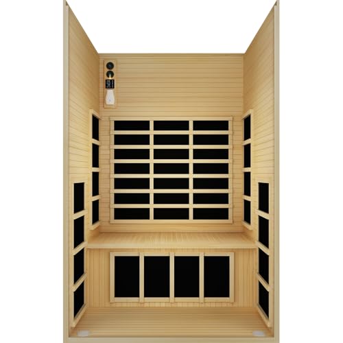 JNH Lifestyles Ensi+ 2-Person Home Infrared Sauna with Color & Red Light Therapy, Ultra-Low EMF - Indoor Personal Luxury Spa for House and Gym