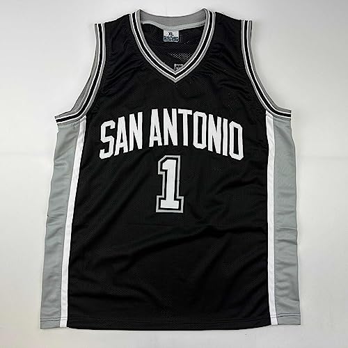 Facsimile Autographed Victor Wembanyama San Antonio Black Reprint Laser Auto Basketball Jersey Size Men's XL