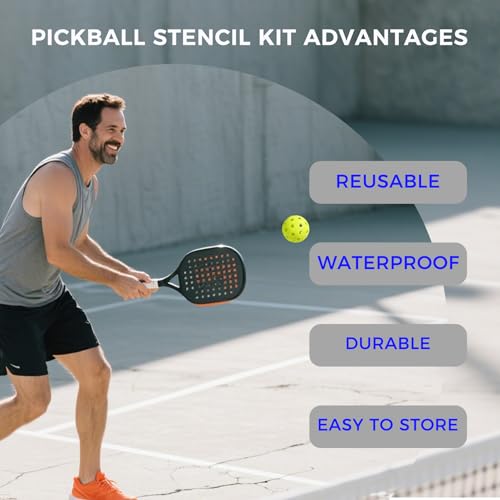 Reusable Pickleball Court Marking Kit, 44x20 Feet Durable Plastic Full-Court Pickleball Court Stencil Kit for Concrete, Instead of Paperboard, Easy Layout with All Accessories Included