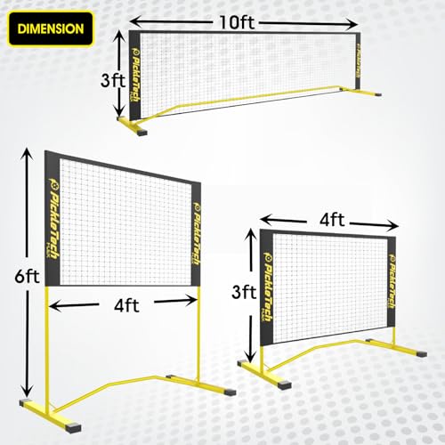 PICKLETECH Flex Version 4 ft Pickleball Practice Rebounder, Expandable to 10 ft for Double Player Practice - Outdoor Game - Fully Adjustable Regulation Height, Quick Setup