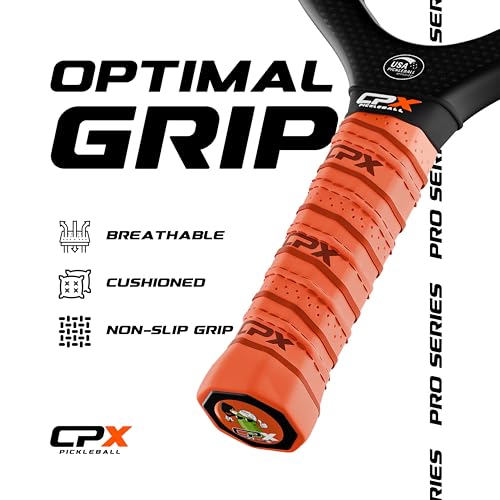 CPX Pro Carbon Fiber Pickleball Paddle - Professional Grade, Matte Finish, 19mm Honeycomb Core, Tennis Style Grip - Edgeless Paddle Designed in Chicago, USA (White)