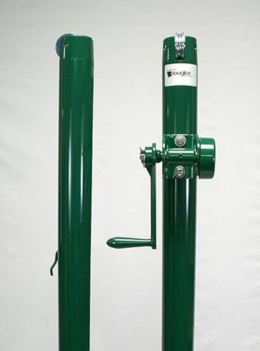 Douglas Premier SW-36 Pickleball & Junior Tennis Posts - Permanent Court Kit – 2-7/8" OD, Round, External Wind, Green - Optional Ground Sleeves