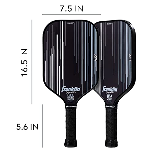 Franklin Sports Pro Pickleball Paddles - Signature Series Pro Paddle with MaxGrit Surface - USA Pickleball (USAPA) Tournament Approved - 16mm Polypropylene Core - Black
