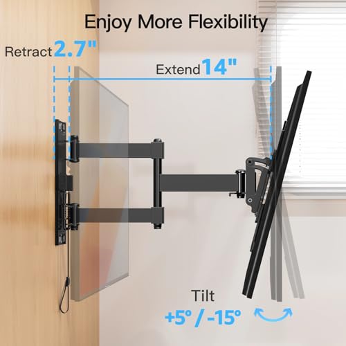 MOUNTUP Lockable RV TV Mount for 13-43 Inch TVs - Full Motion Swivel RV TV Bracket with Pull Cord Lock, Space Saving Design for Camper, Trailer, Motorhome, Truck - Max 33lbs & VESA 200x200mm, MU2101