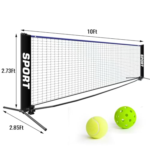 10FT Mini Portable Pickleball Net Set,Tennis net Set,Kids Volleyball net Set,Easy Setup for Driveways, backyards,Nylon Sports Net with Poles