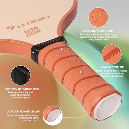 Pickleball Paddles Set of 2 Paddles 4 Balls and 1 Bag Pickleball Set 16MM Fiberglass Pickleball Paddle for Men Women, Pickleball Gifts for Women/Men Friends Family Lovers