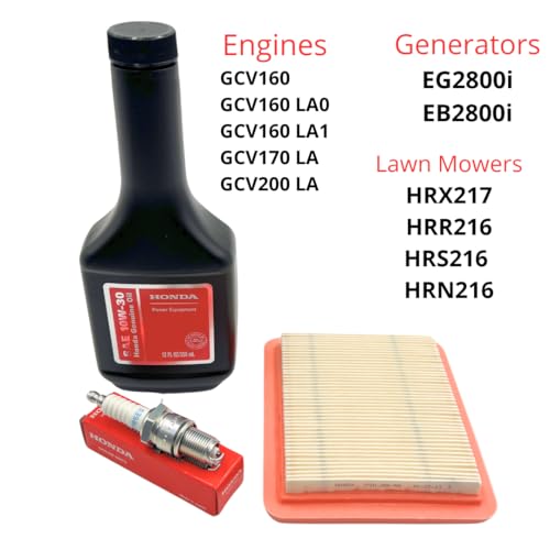 GENUINE TUNE UP KIT FOR HONDA GCV160 GCV170 GCV190LA GCV200 GC190 GC160 GC190 LAWN MOWER HRR216 HRS216 HRX217 HRX217K2 EB2800I EG2800I MOTOR OIL GENUINE AIR FILTER 17211-Z8B-901 SPARK PLUG 98079-55846