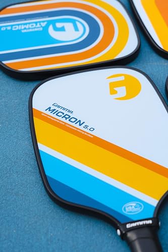 Gamma Sports Micron 5.0 Pickleball Paddle, Quantum Series Composite Pickleball Paddle with Polypropylene Core and Honeycomb Grip, Blue and Orange, 4 (1/8)