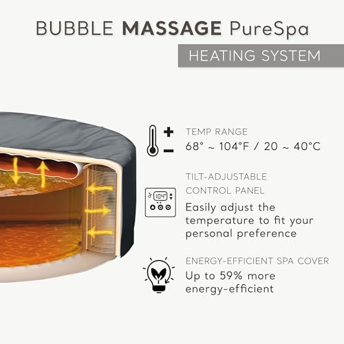 Intex PureSpa 6 Person Bubble Massage Inflatable Hot Tub Spa Set, Sahara Tan - Portable Outdoor Spa Plus Water Heater Pump, Foam Cover, Dispenser Ball