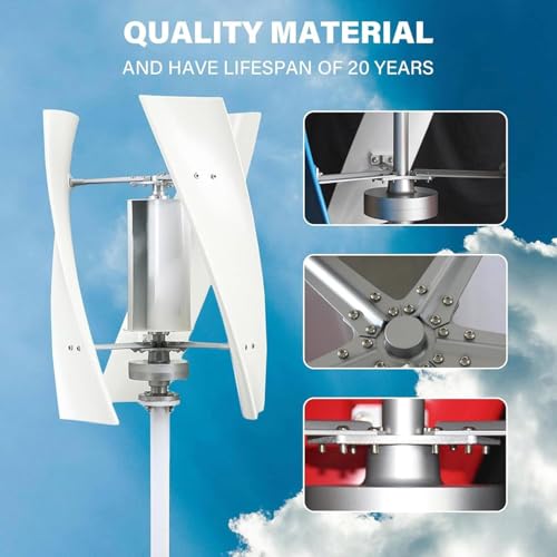 16000W Vertical Wind Turbine Generator Kit - 12V/24V/48V/110V/220V, 3 Blades, Auto Windward Adjustment, Ideal for Off-Grid Homes, Boats, and Gazebos