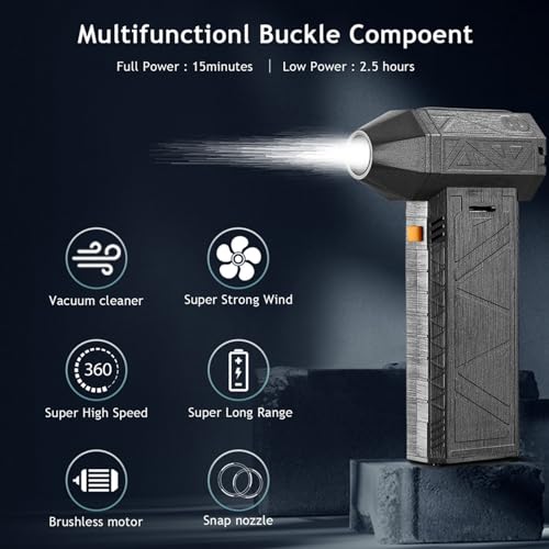 Jet Dry Blower, Air Blower Super Jet Fan, Snow Blower with High Speed, 130000 RPM Turbo Powered Jet Blower, Handheld Super Jet Fan Blower for Car Camping Outdoors