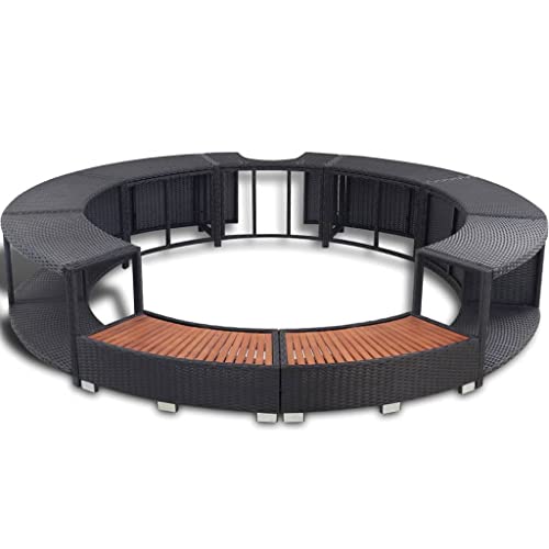 'vidaXL Hot Tub Surround in Stylish Black Poly Rattan - Durable with Built-in Storage, Cutout for Power Pack, Suitable for Heavy Traffic