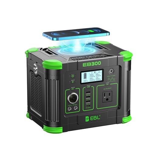 EBL Portable Power Station, 330W 288.6Wh Solar Generator 60W USB-C PD, 5W Wireless Charger, SOS Emergency Light, Multi-Port Power Supply for Outdoor Camping, Home Blackout, RV Travel