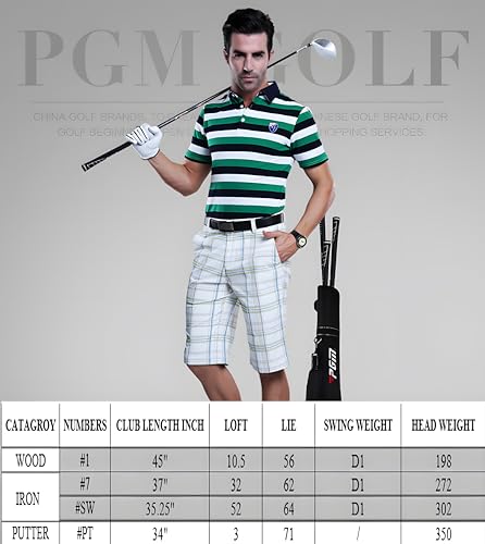 PGM Beginner Golf Clubs Sets OVERSEA for Men 5 Piece Includes Golf Driver, 7 Iron, Sand Wedge, Putter and Lightweight Carry Sunday Club Golf Stand Bag Right Handed