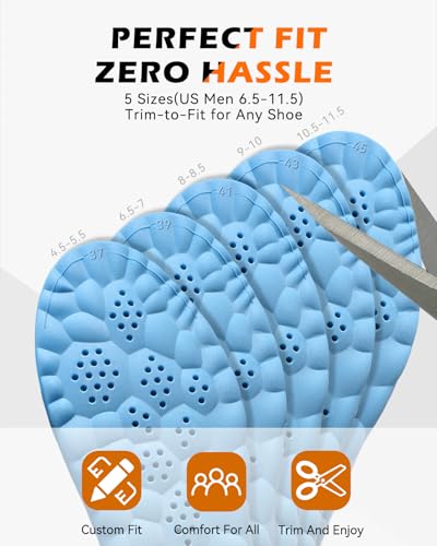 Plantar Fasciitis Feet Insoles,Cloud Insole for Men & Women, Support Orthotics, Energizing Comfort Shoe Insert, Breathable & Sweat-Absorbent, Arch Support Insole(M [US M: 8-8.5/W: 9-10])