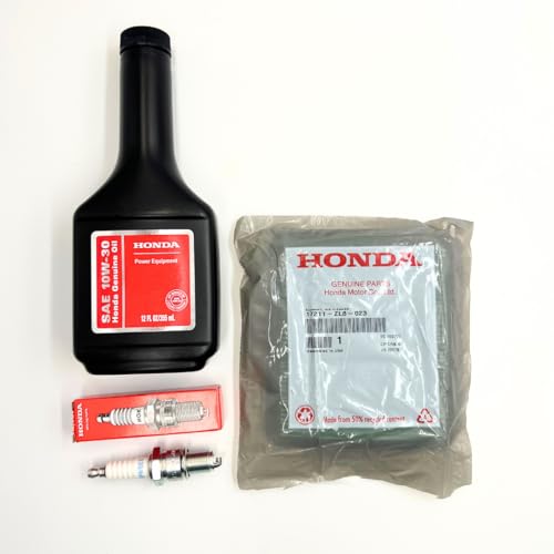 KINDZA Genuine Tune up kit for Honda GCV135 GC160 GCV160 GCV190 GC135 Lawn Mower HRR216 HRC216 HRT216 HRX217 F220 WN20 w/Motor Oil Genuine 17211-ZL8-023 Air Filter Spark Plug 98079-55846