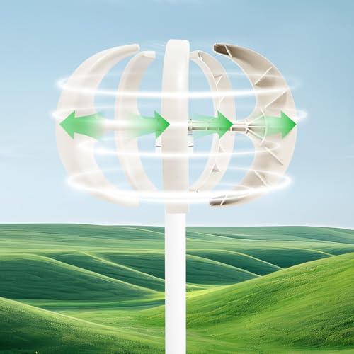 HinLIaDa Wind Turbine Generators Kit, 12V 600W Lantern Wind Turbine Generator, 5-Blade Vertical Axis Wind Turbine Generator with Controller, Suit for Home, Camping & Boat Use