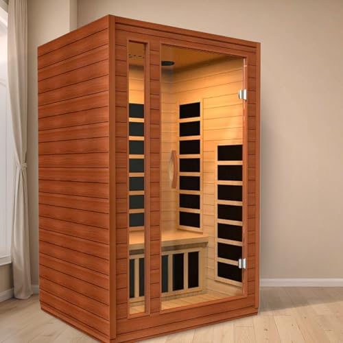 DYNAMIC SAUNAS Cardoba 2-Person Full Spectrum Infrared Sauna with Red Light Therapy & Bluetooth Speakers | Personal Indoor Dry Heat Sauna Room for Spa, Home & Gym – Made from Canadian Hemlock