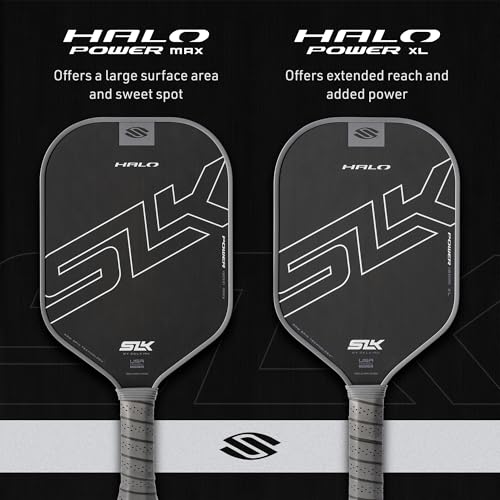Selkirk Sport SLK Halo Power MAX Pickleball Paddle | Raw Carbon Fiber Pickleball Paddles with a Rev-Core Power Polymer Core | Designed for Ultimate Spin & Power | Gray