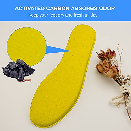 LTOHOE Memory Foam Insoles for Men - Replacement Shoe Insoles for Running, Hiking, Sneaker, Shock Absorbing, Comfort Inner Soles, 8mm Black, US 10