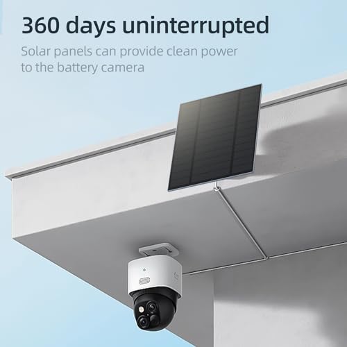 5W Solar Panels for Security Camera, Solar Panel with Micro USB & USB-C Port for DC 5V Outdoor Rechargeable Battery Camera, IP65 Waterproof, 360° Adjustable Security Mount, 9.8ft Cable（1PC）