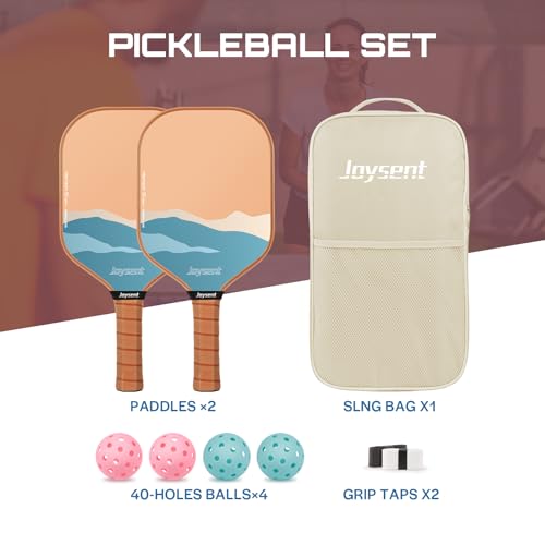Joysent Pickleball Paddles Set of 2, Lightweight Pickleball Racket for Beginner, USAPA Approved Fiberglass Surface Pickleball Set with Non-Slip Comfort Grip, Suitable for Casual Play, Brown