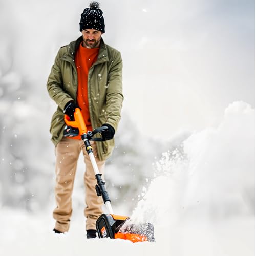 SuperHandy Cordless Snow Shovel, 20V 4Ah Electric Snow Thrower - Lightweight, 10"x5" Clearing Path, 25 ft Throwing Distance, 300 lbs/Min Snow Capacity (2024)