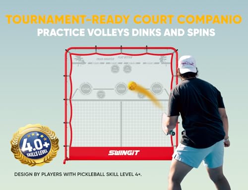 Pickleball Practice Rebounder Net 6FT Mini Pickle Ball Net Portable for Outdoor Driveway Backyard and Indoor Garage 2in1 Trainer for Dink Volley Tennis Practice rebounder (Red)
