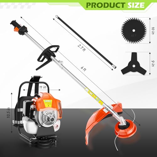 Panghuhu88 52cc 2-Stroke Weed Eater Gas Powered,3 in 1 Gas Brush Cutter,Gas String Trimmer and Gas Weed Wacker Trimmer for Weeds and Grass