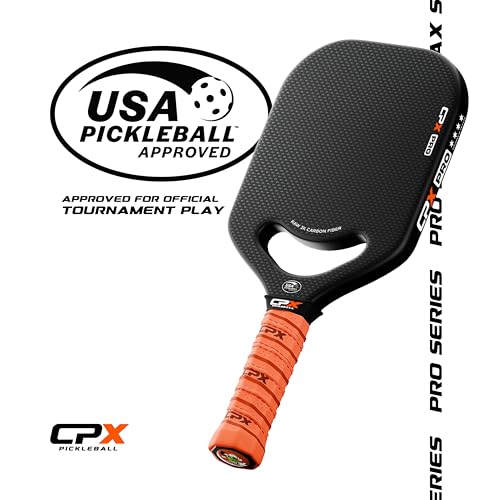 CPX Pro Carbon Fiber Pickleball Paddle - Professional Grade, Matte Finish, 19mm Honeycomb Core, Tennis Style Grip - Edgeless Paddle Designed in Chicago, USA (White)
