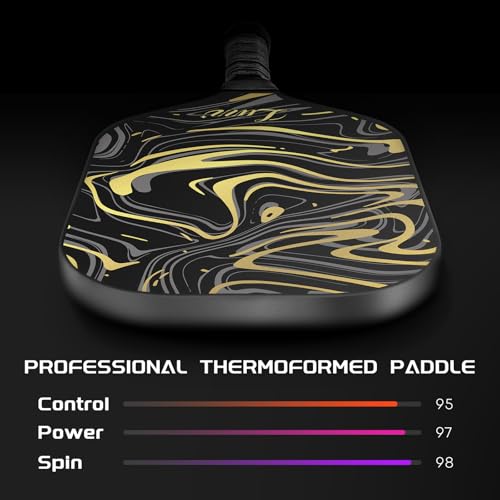 LUZZ Frameless Pickleball Paddle, Ultra Thermoformed GoldenVeil(16mm) T700 Carbon Fiber No Edge Pickleball Paddles Friction Surface for Spin Edgeless Pickle Ball Rackets for Players
