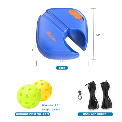 Westant Match Buddy Pickleball Trainer - Pickle Ball Practice Rebounder with 2 Balls, Pickleball Training Aids for Adults, Kids, for Self Practice (Blue)