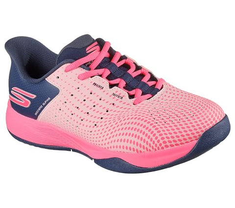 Skechers Women's Viper Court Reload Hands Free Slip-Ins Pickleball Sneaker, Pink/Gray, 5.5