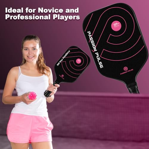 Pickleball Paddles 2025,Raw Carbon Fiber Surface（CFS） 16mm T700 High Grit & Spin, V6 Pro Pickle Ball Paddles Designed for Ultimate Spin & Consistency- Cute Pickleball Paddle (Black & Pink)