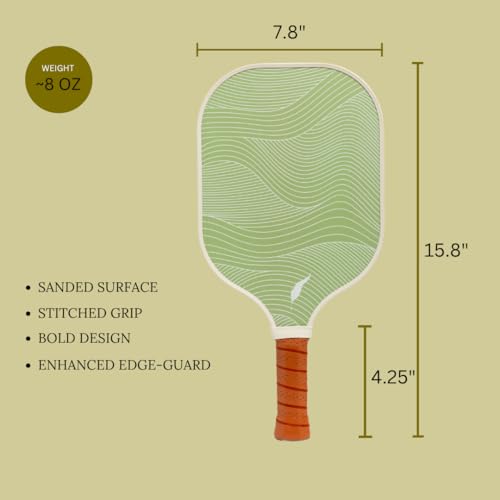 Inscribe Premium Pickleball Paddle – Lightweight Honeycomb Core, Fiberglass Surface, Comfort Grip & Canvas Tote for Fun & Casual Play (Sage Green - 2PK)