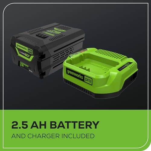 Greenworks 60V 16" Brushless Cordless String Trimmer - 65min Runtime for 2-Mile Fence Lines & Large Properties, 2X Quieter Than Gas, 2.5Ah Battery/Charger Included